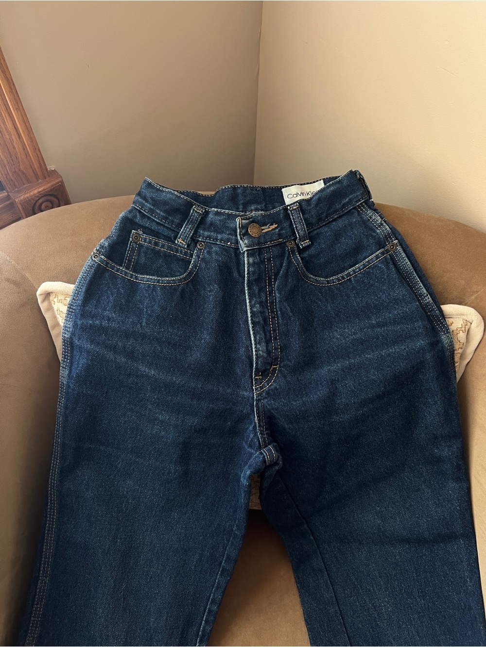 Vintage 90s Calvin Klein High Rise Straight Leg Jeans Dark Wash